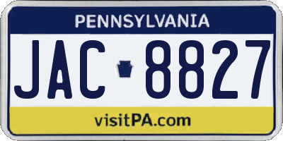PA license plate JAC8827