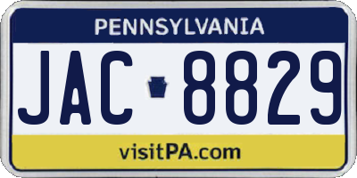 PA license plate JAC8829