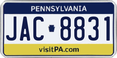 PA license plate JAC8831