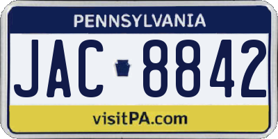 PA license plate JAC8842