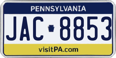 PA license plate JAC8853