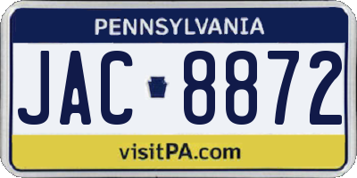 PA license plate JAC8872