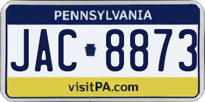 PA license plate JAC8873
