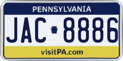 PA license plate JAC8886