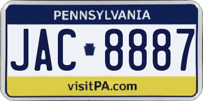 PA license plate JAC8887