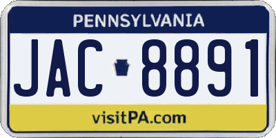 PA license plate JAC8891
