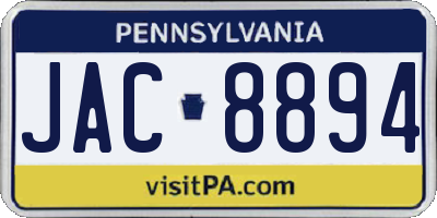 PA license plate JAC8894