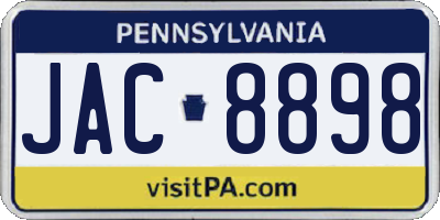 PA license plate JAC8898