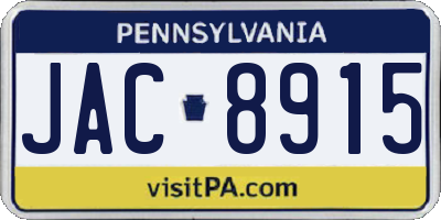 PA license plate JAC8915