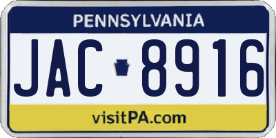 PA license plate JAC8916