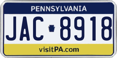 PA license plate JAC8918