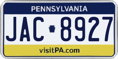 PA license plate JAC8927