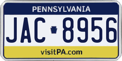 PA license plate JAC8956