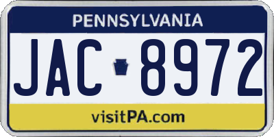 PA license plate JAC8972