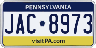 PA license plate JAC8973