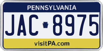 PA license plate JAC8975