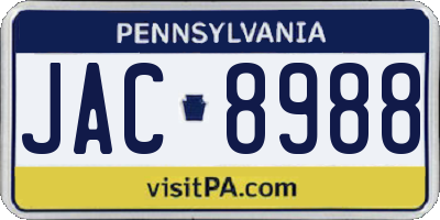 PA license plate JAC8988