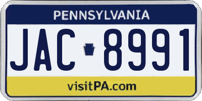 PA license plate JAC8991