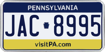 PA license plate JAC8995
