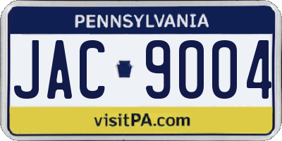 PA license plate JAC9004