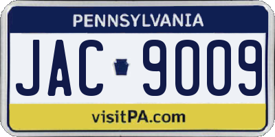 PA license plate JAC9009