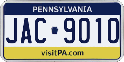 PA license plate JAC9010