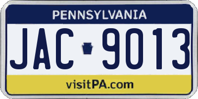 PA license plate JAC9013