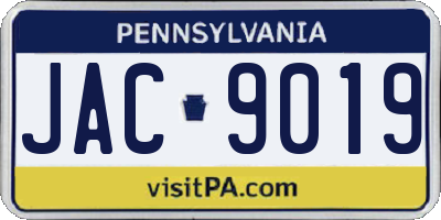 PA license plate JAC9019