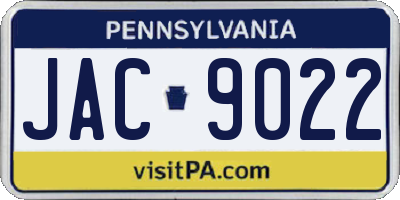 PA license plate JAC9022