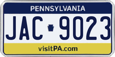 PA license plate JAC9023