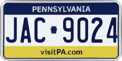 PA license plate JAC9024