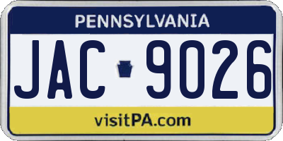 PA license plate JAC9026