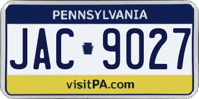 PA license plate JAC9027