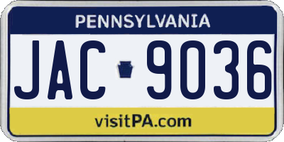 PA license plate JAC9036