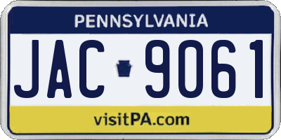 PA license plate JAC9061