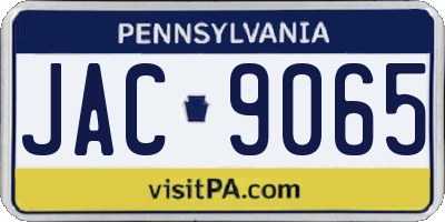 PA license plate JAC9065