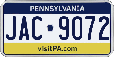 PA license plate JAC9072