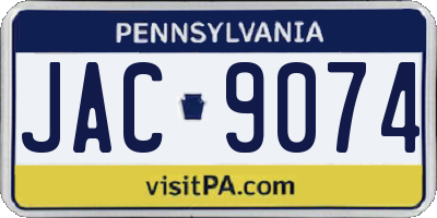 PA license plate JAC9074