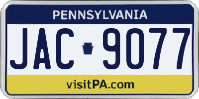 PA license plate JAC9077
