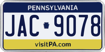 PA license plate JAC9078