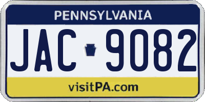 PA license plate JAC9082