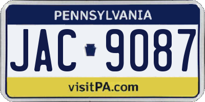 PA license plate JAC9087