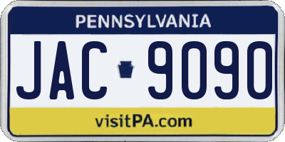 PA license plate JAC9090