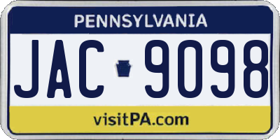 PA license plate JAC9098