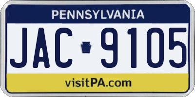 PA license plate JAC9105