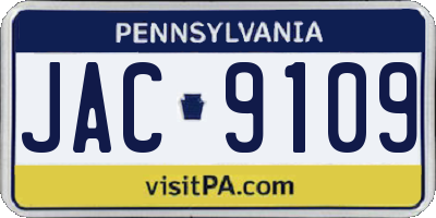 PA license plate JAC9109
