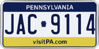 PA license plate JAC9114