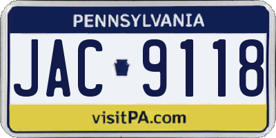 PA license plate JAC9118