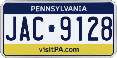 PA license plate JAC9128