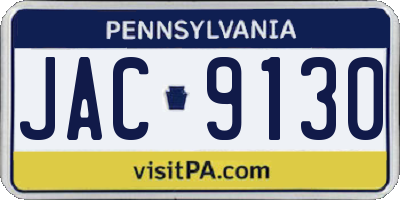 PA license plate JAC9130